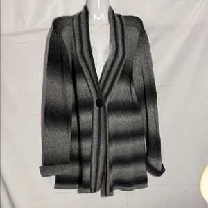 Elegant Vintage Black, White and Charcoal Ombre Cardigan Sweater